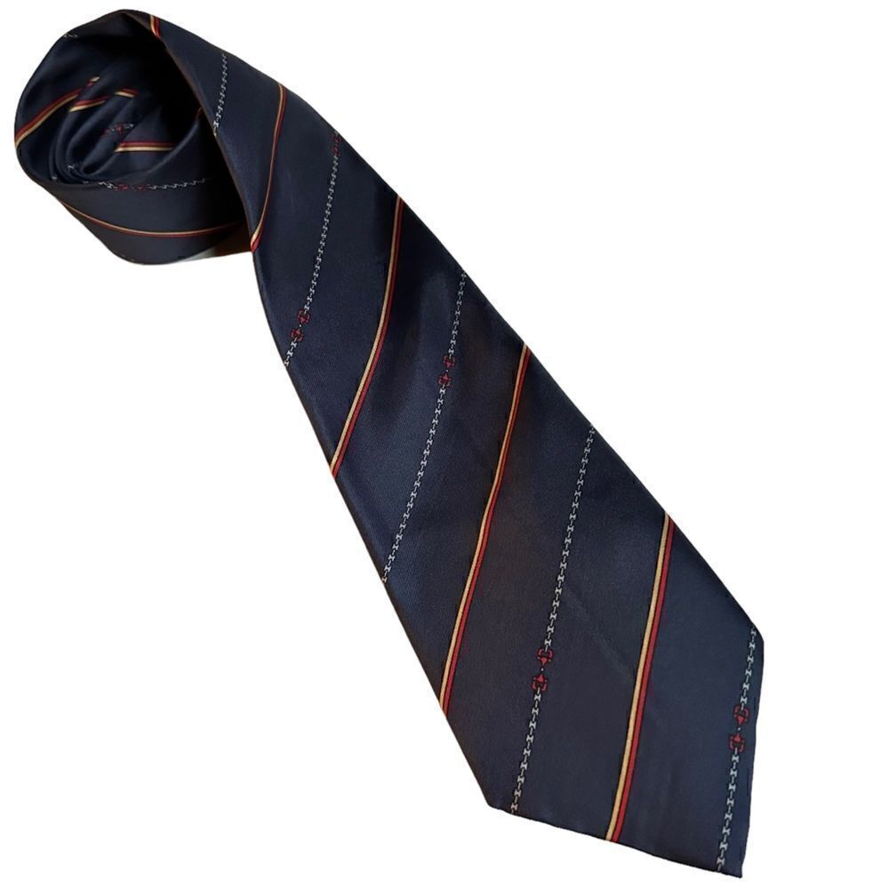 Madelios blue striped Italian Silk tie